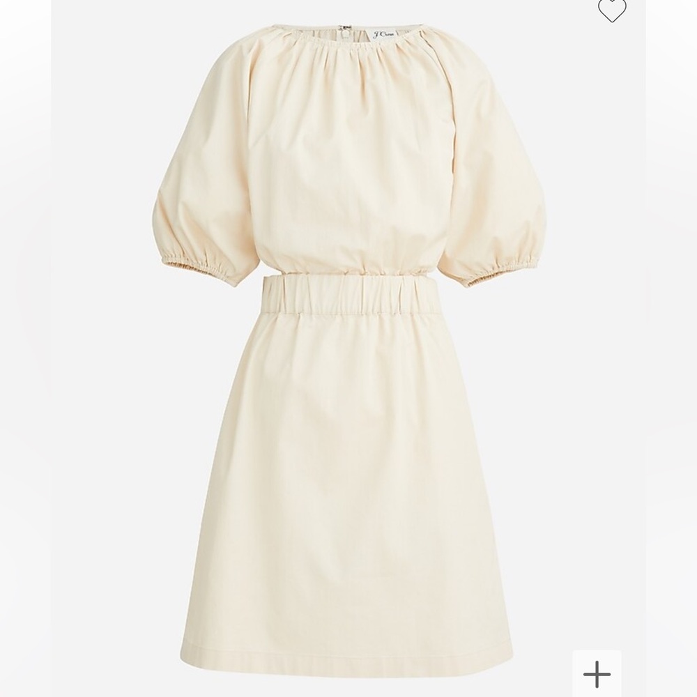 J Crew Puff Sleeve Side Cut-out Mini Dress in Lightweight Chino